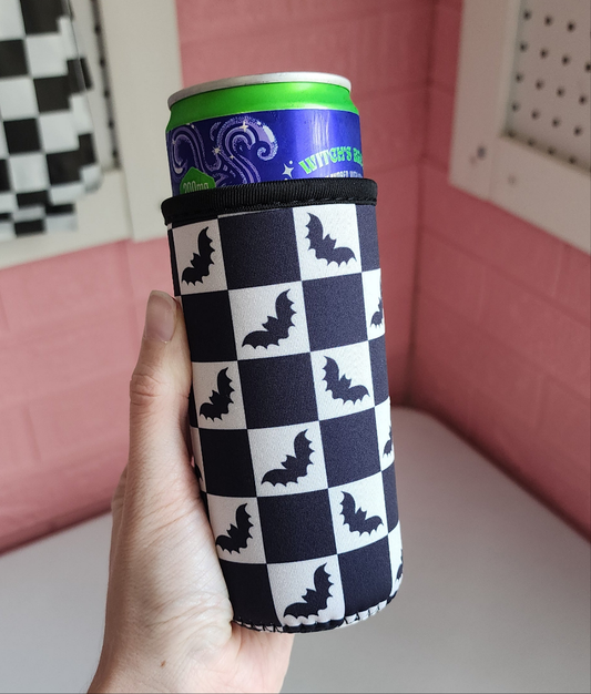 Checkered Bat Slim Can Sleeve