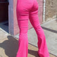 Pink HIGH WAISTED BELL BOTTOM FLARE JEANS