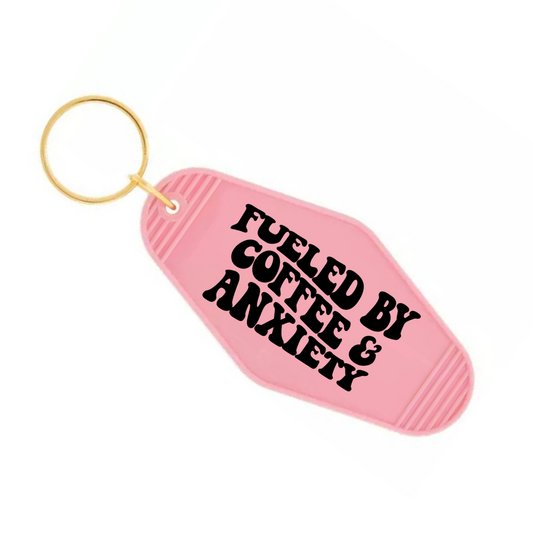 FUELED BY COFFEE & ANXIETY MOTEL KEYCHAIN