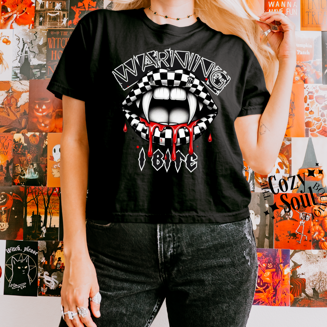 Warning, I Bite Cropped Top