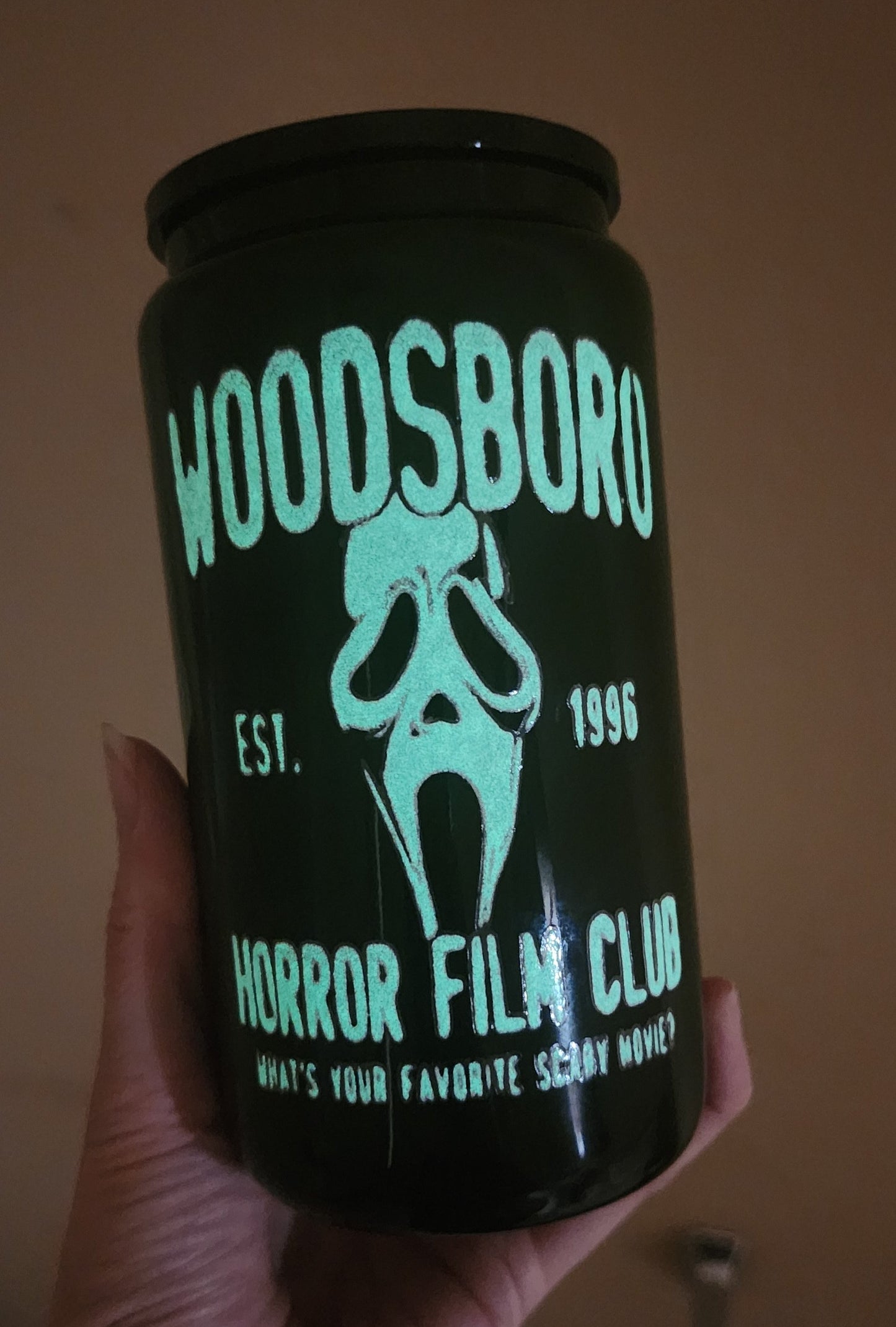 Scream (Glow in the Dark design) 16oz Glass Can