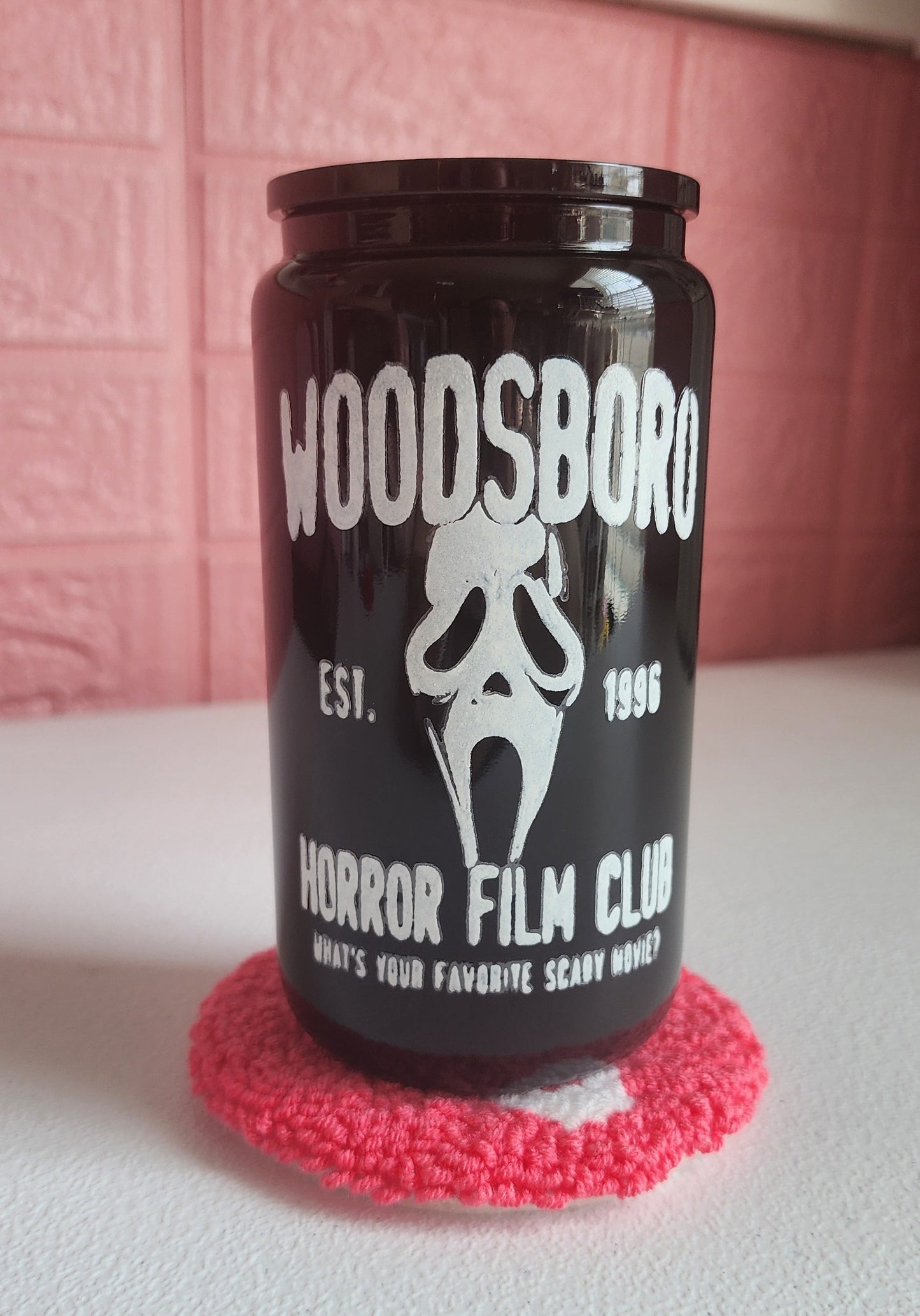 Scream (Glow in the Dark design) 16oz Glass Can