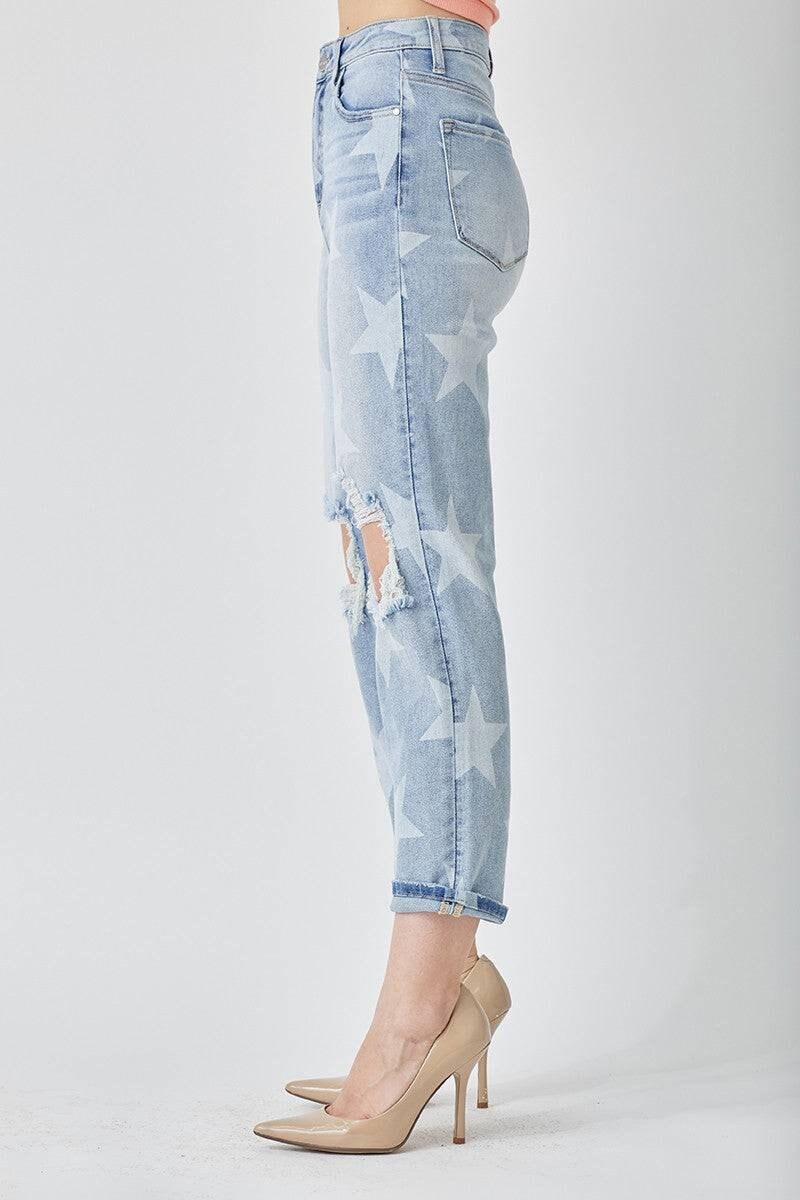 Star Patterned Risen Jeans