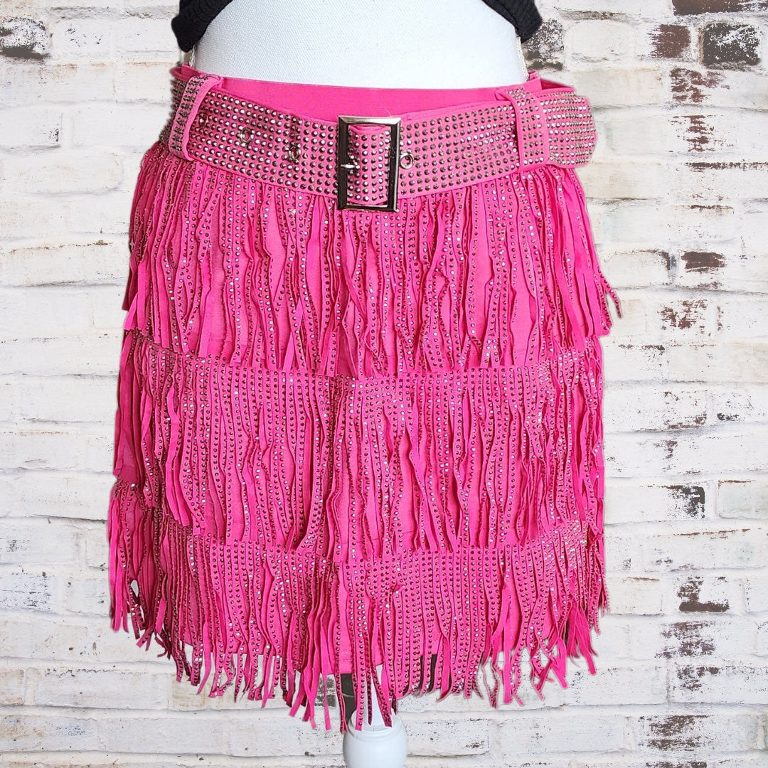 Fuchsia Studded Skirt